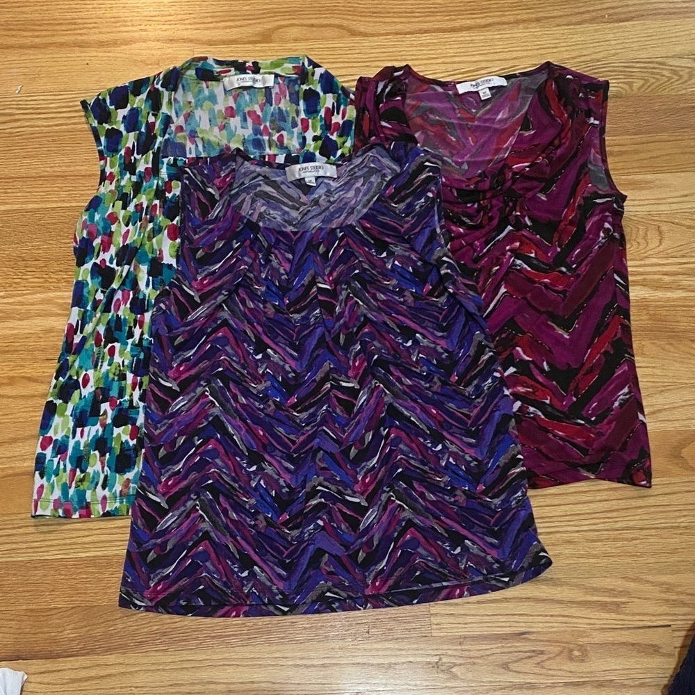3 Jones Studio Women's Sleeveless Tops - Purple, Red, Multicolor